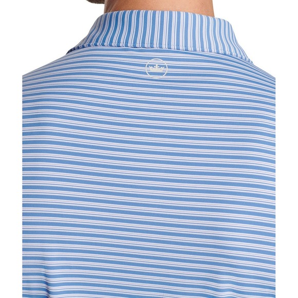 NWT Peter Millar BOWEN Triple Triple Stripe Jersey Golf Polo Shirt Blue XXL $115 - Picture 10 of 10